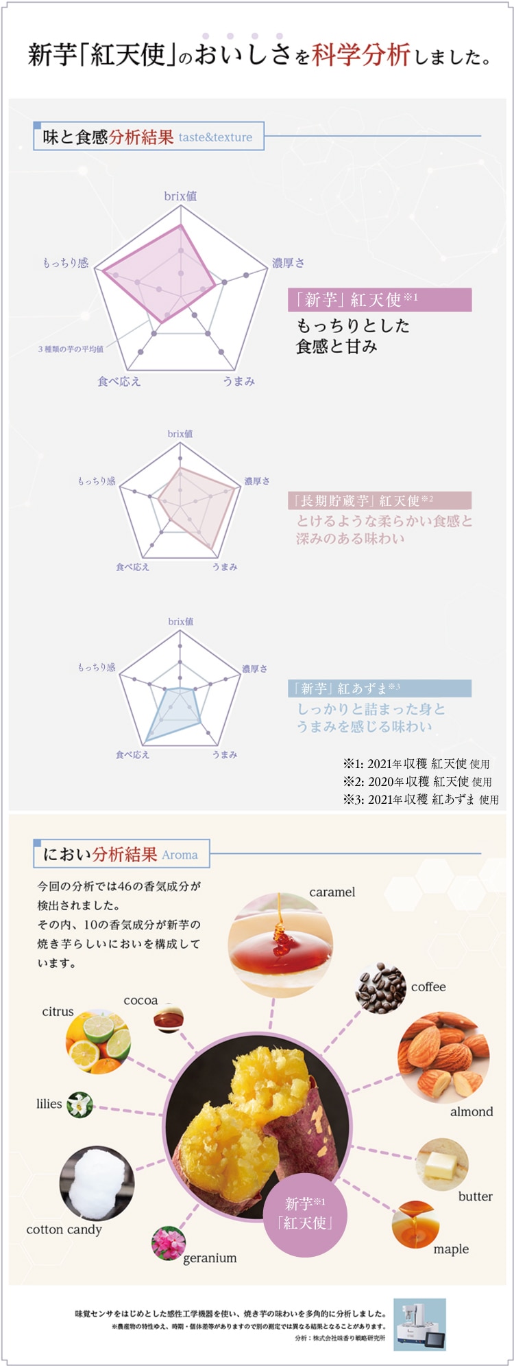 新芋「紅天使」のおいしさを化学分析しました