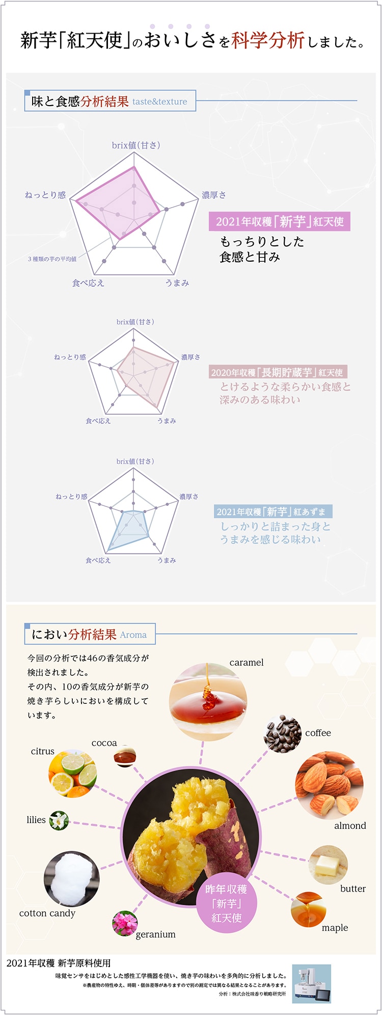 新芋「紅天使」のおいしさを化学分析しました