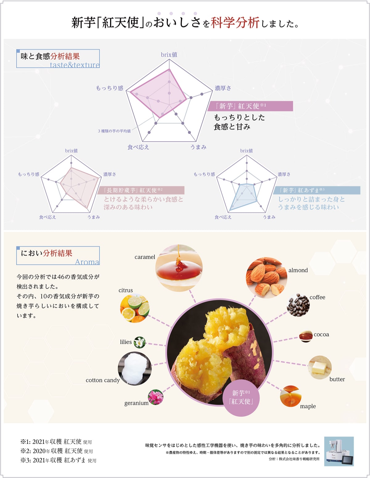 新芋「紅天使」のおいしさを化学分析しました